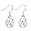 Simple Fashion Silver Plated Brass Filigree Wave Round Lantern Dangle Earrings EJEW-BB00699-1