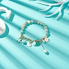 Natural Flower Amazonite & Shell Pearl Beaded Stretch Bracelet BJEW-TA00196-2