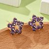 Flower Brass Micro Pave Cubic Zirconia Stud Earrings for Women EJEW-G428-28B-03-1