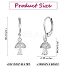 Clear Cubic Zirconia Mushroom Dangle Leverback Earrings EJEW-SW00011-25-7