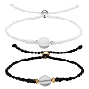 2Pcs 2 Colors Synthetic Moonstone Round Beaded Slider Bracelet BJEW-SW00057-02-1