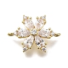 Brass Clear Cubic Zirconia Snowflake Connector Charms KK-Q048-19G-1