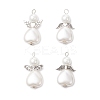 4Pcs 4 Styles ABS Plastic Imitation Pearl & Glass Pearl Pendants PALLOY-JF04039-1