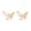 Brass Micro Pave Clear Cubic Zirconia Pendants KK-T077-37G-1