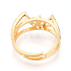Cat Head Shape Brass Micro Pave Clear Cubic Zirconia Cup Peg Ring Settings KK-T076-13G-3