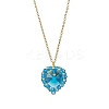 7Pcs 7 Colors Glass & Glass Seed Beaded Heart Pendant 304 Stainless Steel Cable Chain Necklaces for Women NJEW-MZ00131-4