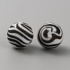 Round with Zebra Pattern Food Grade Silicone Focal Beads LS-SIL-WH0009-08F-2