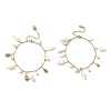 Natural Spiral Shell & Glass Pearl Charm Anklets AJEW-AN00567-1