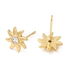 Rack Plating Brass Sun Studs Earrings with Cubic Zirconia EJEW-D061-29G-2