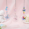 3Pcs 3 Colors 304 Stainless Steel Chain & Glass Pendant Decoration HJEW-SP0001-10-3