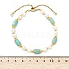 Adjustable Natural Amazonite& Cultured Freshwater Pearls Beads  Slider Bracelets for Women BJEW-JB14030-01-4