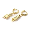 Palm with Horse Eye Real 18K Gold Plated Brass Dangle Hoop Earrings EJEW-Q797-21G-04-2