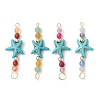 4Pcs 4 Colors Summer Beach Dyed Synthetic Turquoise Connector Charms PALLOY-JF03746-02-1
