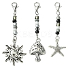 Mushroom/Sun/Starfish Alloy & Glass Pendant Decorations HJEW-YW00006-1