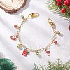 Alloy Enamel Santa Claus Christmas Bell Candy Cane Charm Brass Cable Chain Purse Decorative Chains AJEW-BA00170-1
