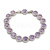 Flat Round Glass Link Chain Bracelets BJEW-H604-02P-07-1