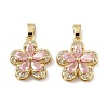 Flower Brass Micro Pave Cubic Zirconia Pendants KK-M325-13C-G-1