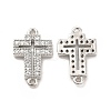 Brass Micro Pave Clear Cubic Zirconia Connector Charms KK-E068-VB329-2