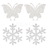 SUPERFINDINGS 4Pcs 2 Style Snowflake & Butterfly Glitter Hotfix Rhinestone DIY-FH0003-49-1