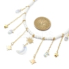Brass  Moon & Star Charms Bib Necklace with Glass Beaded Chains NJEW-TA00101-3