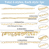 6Pcs 6 Styles Ocean Theme Cowrie Shell & Aluminum & Brass Alloy Cap Chain HJEW-SC0002-36-2