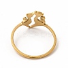 201 Stainless Steel Double Cat Finger Ring for Women RJEW-K239-04G-2