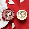 Golden Tone Round Wax Seal Brass Stamp Heads AJEW-S087-01G-07-1