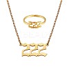 Number Pendant Necklace & Open Cuff Ring JX196A-1