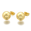 Rack Plating Brass Round Ball Stud Earrings for Women EJEW-F294-08F-G-2