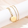304 Stainless Steel Flat Round Pendant Pet Urn Ashes Necklaces LS-NJEW-S455-01G-1