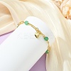 Brass Heart Charm Natural Mixed Stone Faceted Cube Beaded Chain Bracelets BJEW-JB14257-2