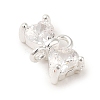 Brass Pave Clear Cubic Zirconia Bowknot Links Connector Charms LS-KK-K371-07S-2