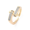 Brass Micro Pave Clear Cubic Zirconia Cuff Finger Rings for Women RJEW-C116-19G-4