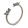 Dragon Head 304 Stainless Steel Open Cuff Bangles for Women BJEW-E094-23AS-1