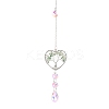 Wire Wrapped Natural Green Aventurine Heart with Tree of Life Pendant Decorations HJEW-K046-02P-07-2