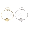 2Pcs 2 Colors 304 Stainless Steel Round Cabochon Setting Bracelets BJEW-JB11089-1