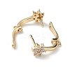 Brass Flower Hoop Earring Findings ZIRC-L097-054G-4