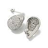 Teardrop with Heart Rack Plating Brass Stud Earrings with Cubic Zirconia EJEW-Z035-06P-2