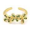 Flower Rack Plating Brass Micro Pave Cubic Zirconia Open Cuff Rings for Women RJEW-N047-01G-05-RS-2