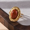 Oval Natural Red Jasper Finger Rings RJEW-M063-01G-08-5