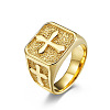 Square with Cross Pattern 304 Stainless Steel Finger Rings for Men FS-WGAC6B1-06-2