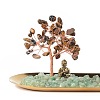 Natural Tiger Eye Money Tree Buddha Sculpture Set Incense Burner & Natural Green Aventurine on Trays for Wealth DJEW-G027-19RG-05-3