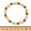 6MM Round Natural Carnelian & Dyed Quartz & Synthetic Citrine Beaded Stretch Friendship Bracelets BJEW-JB14382-4