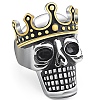 Steam Punk Style Titanium Steel Enamel Skull with Crown Finger Rings SKUL-PW0005-06F-1