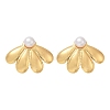 304 Stainless Steel ABS Plastic Pearl Stud Earrings STAS-D368-01D-G-4