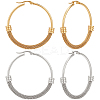 2 Pairs 2 Colors 304 Stainless Steel Mesh Chains Hoop Earrings EJEW-BBC0001-73C-1