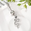 Alloy Rhinestone Snake Curved Barbell Belly Rings LS-AJEW-R007-03P-05-2