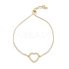 Heart Brass Micro Pave Clear Cubic Zirconia Link Bracelets BJEW-H605-01G-01-1
