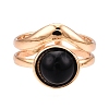 Round Natural Obsidian Finger Rings RJEW-N046-10F-1