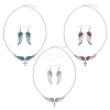ANATTASOUL Rhinestone Wings with Cross Pendant Necklaces & Dangle Earrings SJEW-AN0001-20-1